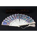 A late 19th century Chinese 'Mandarin' folding fan, Qing Dynasty,
