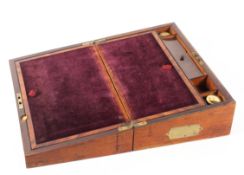 A 19th century rosewood brass-mounted writing slope,