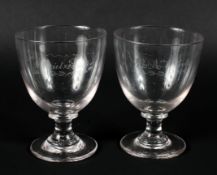 Two late 18th century large glass rummers,