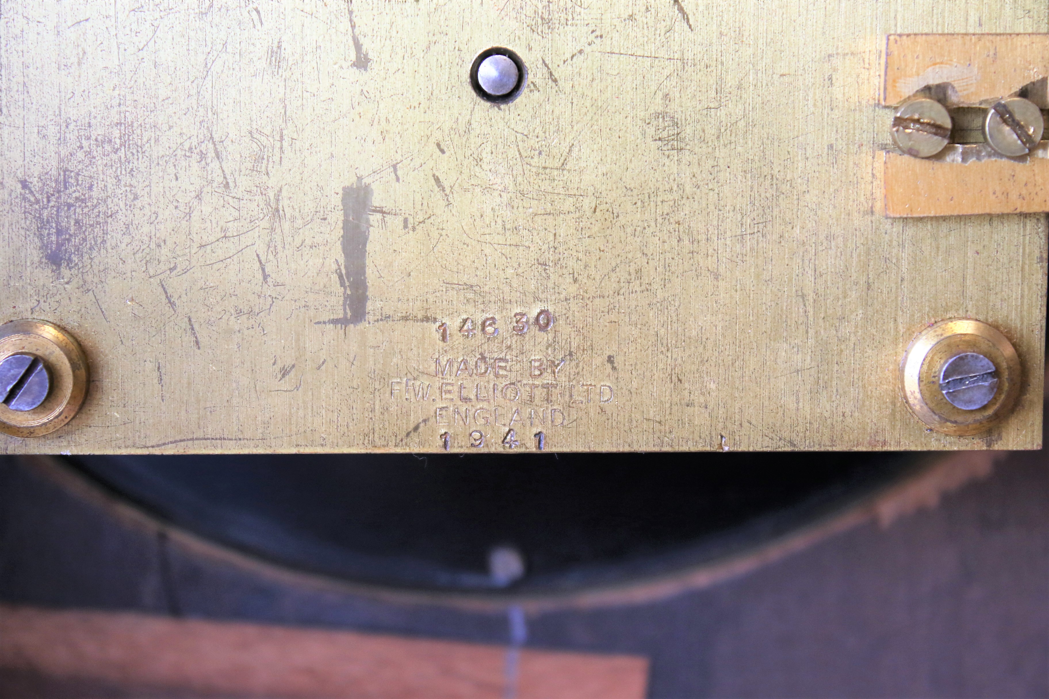 A World War II era oak cased RAF fusee mantel clock, of arched rectangular form, - Image 4 of 8