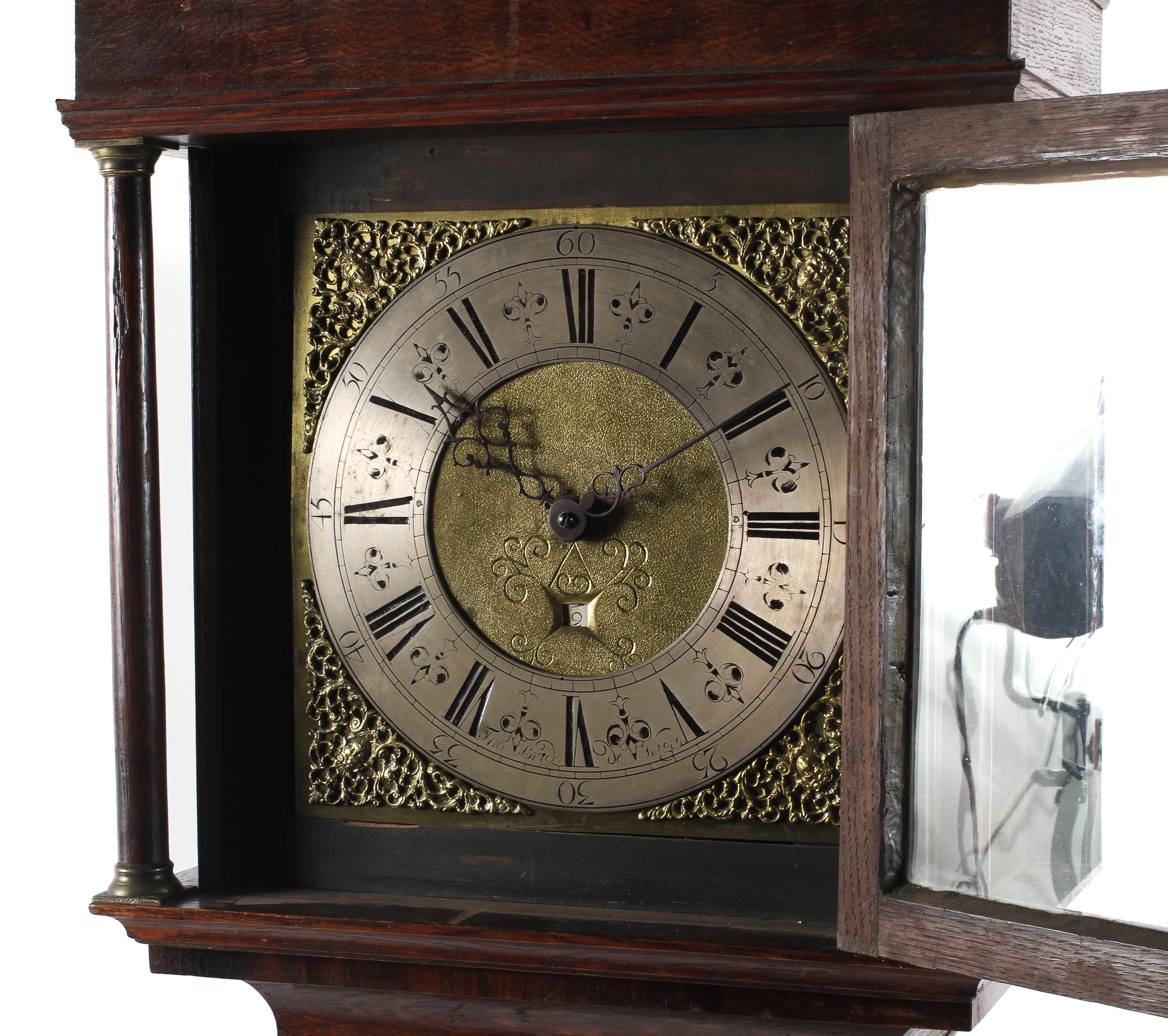 An 18th century oak longcase 30 hour clock with brass dial, named for Thomas Bridge Wigan, - Image 2 of 20
