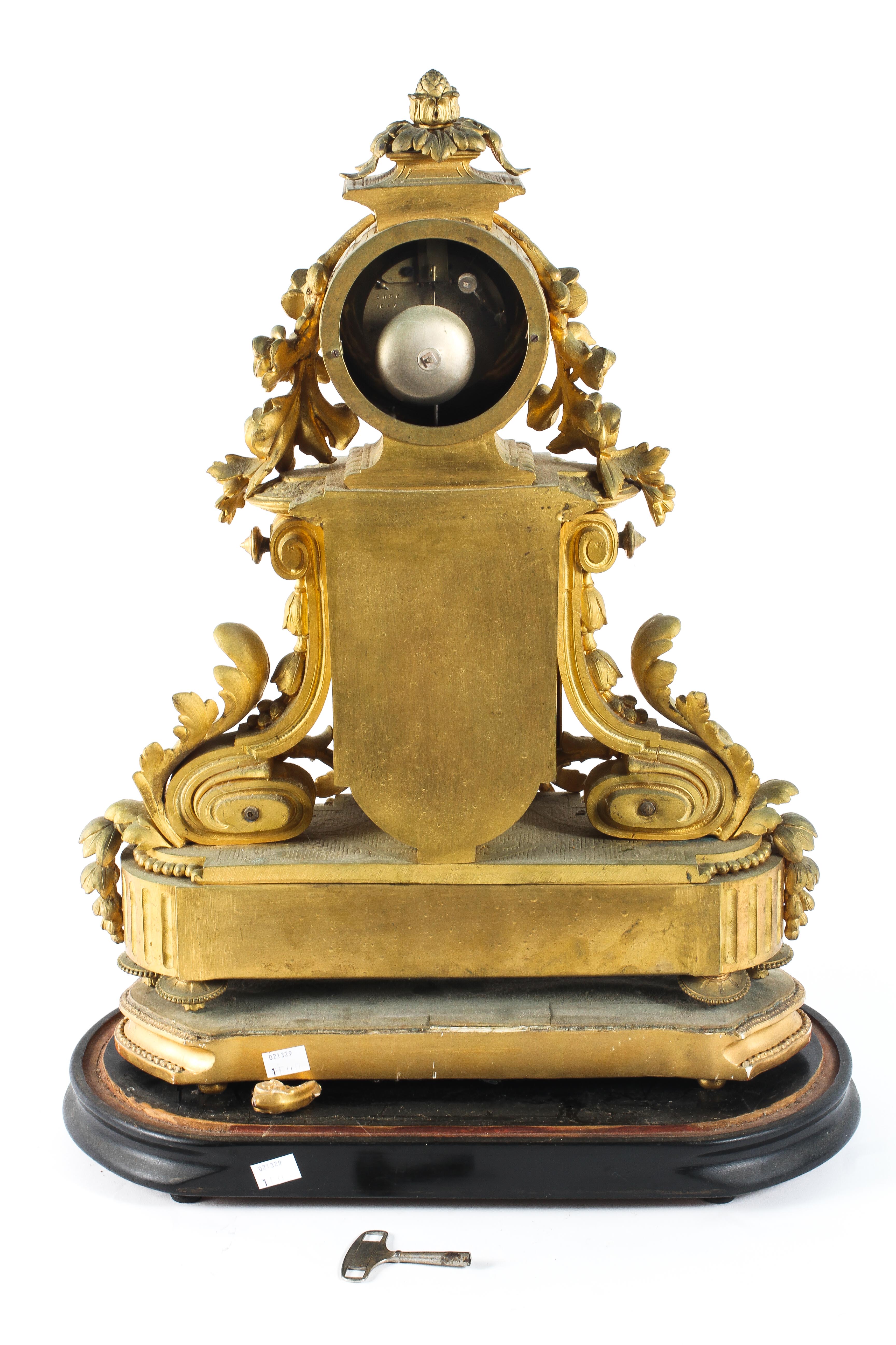 A late 19th century gilt metal and Sevres-style porcelain mounted mantel clock, - Image 2 of 2