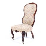 A Victorian mahogany hooped upholstered bedroom chair,
