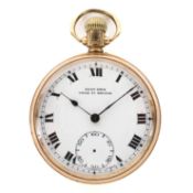 An early 20th century 9ct gold cased open face pocket watch,