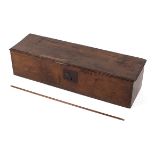 An 18th century oak stained lidded box, with replacement hinges,