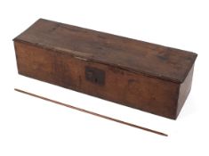 An 18th century oak stained lidded box, with replacement hinges,