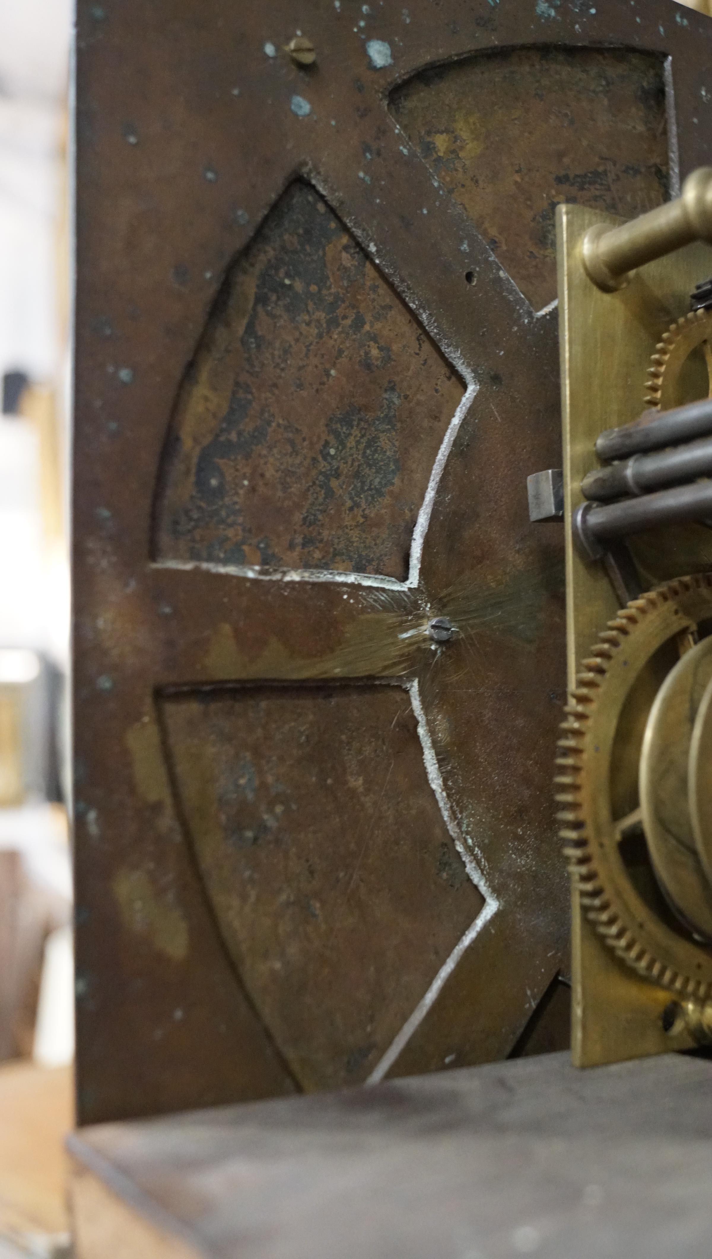 An 18th century oak longcase 30 hour clock with brass dial, named for Thomas Bridge Wigan, - Image 6 of 20