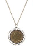 A 1898 Victorian sovereign pendant necklace,