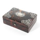 A Victorian tortoiseshell ring box, hallmarked for Chester, 1894,