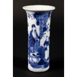 A Chinese Kangxi (1654-1722) blue and white small trumpet shaped vase,