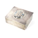 A Liberty style Arts and Crafts white metal and cabochon mounted box,