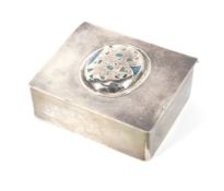 A Liberty style Arts and Crafts white metal and cabochon mounted box,