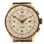 A mid-century Coresa 18ct gold cased manual wind "chronographe Suisse" wristwatch,