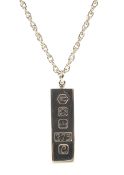 A 9ct gold ingot and necklace, 25.98g.