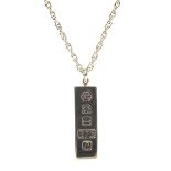 A 9ct gold ingot and necklace, 25.98g.