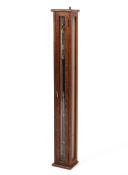 A mahogany cased Griffin & Tatlock scientific barometer, 128cm x 16cm x 14cm,