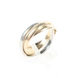 A 9ct gold tri-colour gold 'Russian' wedding band, hallmarked Birmingham 2011, size I,