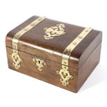 A Victorian brass mounted walnut sewing box,