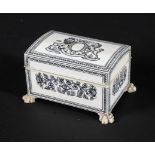 A late 19th century Indian Vizagapatam ivory box,