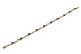 A 9ct gold sapphire and diamond tennis bracelet,