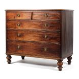 A 19th mahogany chest of drawers, with two short over three long drawers,