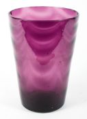 A Whitefriars amethyst wave ribbed cylindrical vase designed by Marriot Powell,