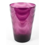 A Whitefriars amethyst wave ribbed cylindrical vase designed by Marriot Powell,