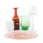 A collection of coloured glass and Art Glass,