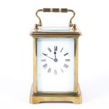 A French 20th century eight day brass carriage clock,