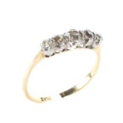 An 18ct gold and platinum five stone diamond ring,