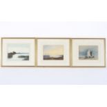 Three 19th century watercolours, the first signed A Moulton, depicting a river landscape,