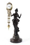 An Art Nouveau Junghans spelter mystery clock, circa 1900,