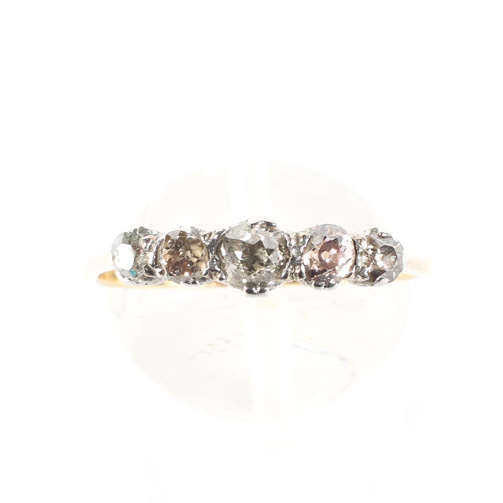 An 18ct gold and platinum five stone diamond ring, - Image 2 of 4