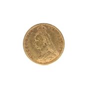 An 1892 Victorian shieldback half gold sovereign