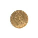 An 1892 Victorian shieldback half gold sovereign