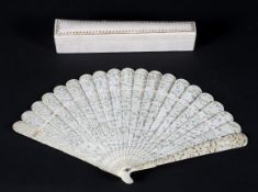 A 19th century Cantonese ivory brise fan,