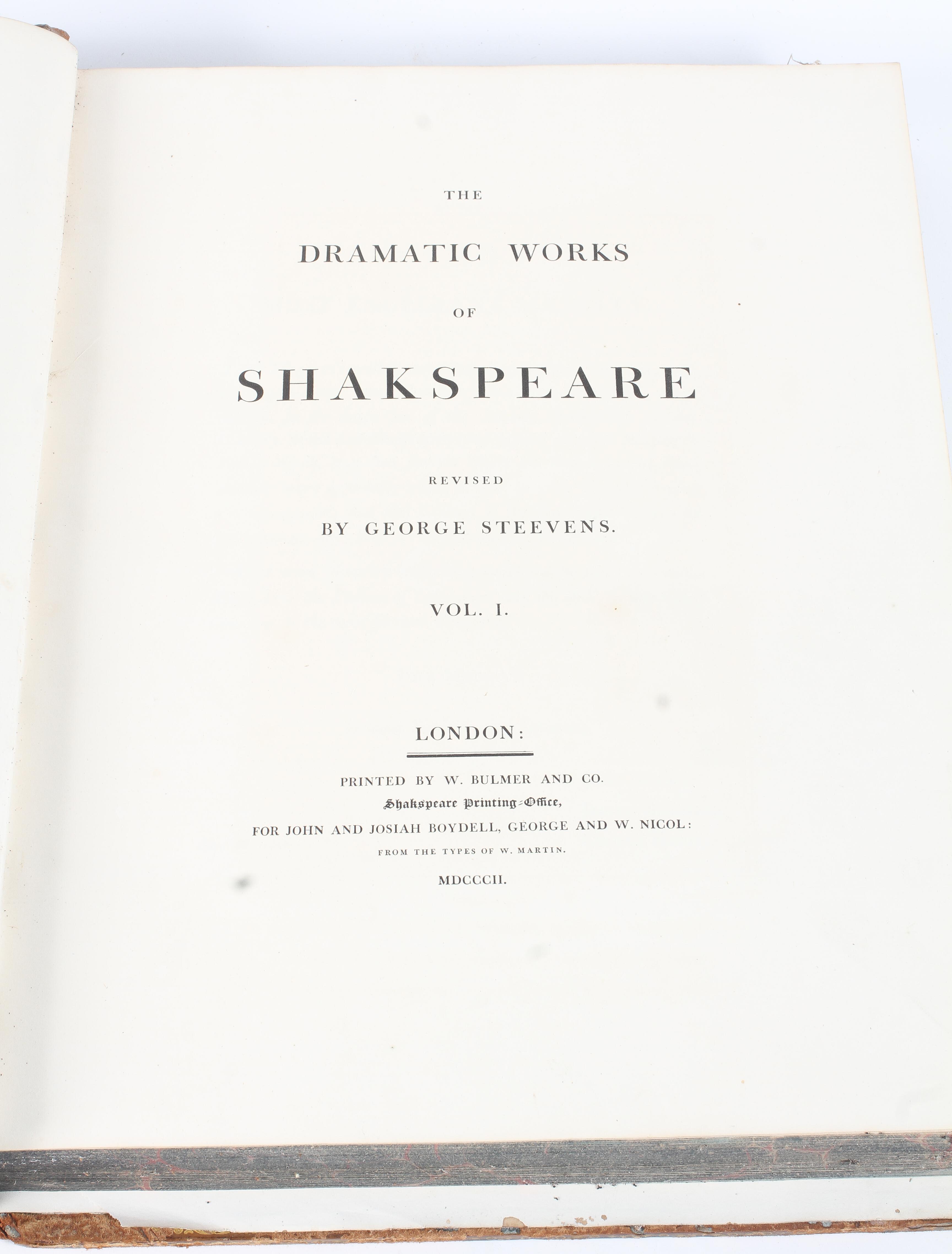 Nine Volumes of The Dramatic Works of Shakespeare, Revised by George Stevens,London, printed by W. - Image 5 of 7