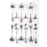 An assortment of twelve Victorian and later silver dessert spoons,