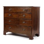 An Edwardian mahogany chest of drawers, with two short over three long drawers,