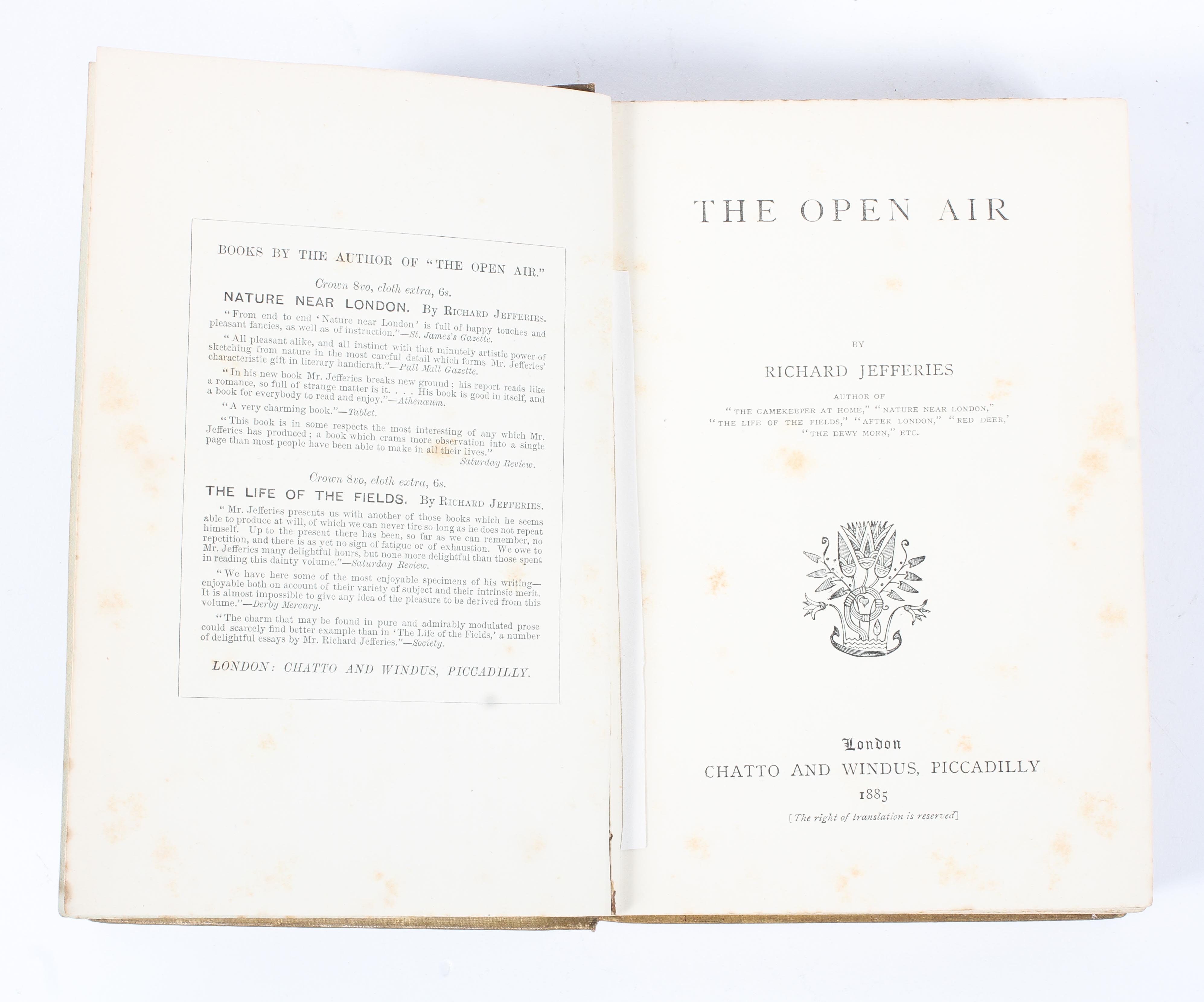 A collection of five vintage Richard Jefferies books, comprising: The Open Air, - Image 4 of 7