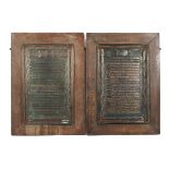 A pair of copper honours boards,