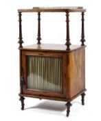 A Victorian walnut and brass mounted music cabinet,