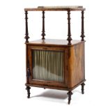 A Victorian walnut and brass mounted music cabinet,