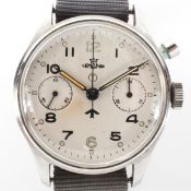 A military Royal Navy issue Lemania Monopush chronograph wristwatch,