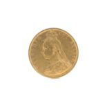 An 1892 Victorian shieldback half gold sovereign