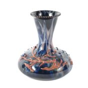 A Elton ware pottery compressed blue-ground vase, blue Elton mark to base,