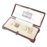 A pair of gents 9ct gold cufflinks, housed in a fitted leather Harrods box,