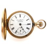 An early 20th century gold plated half hunter pocket watch,
