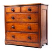 A Victorian mahogany chest of two short over three long drawers,