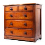 A Victorian mahogany chest of two short over three long drawers,